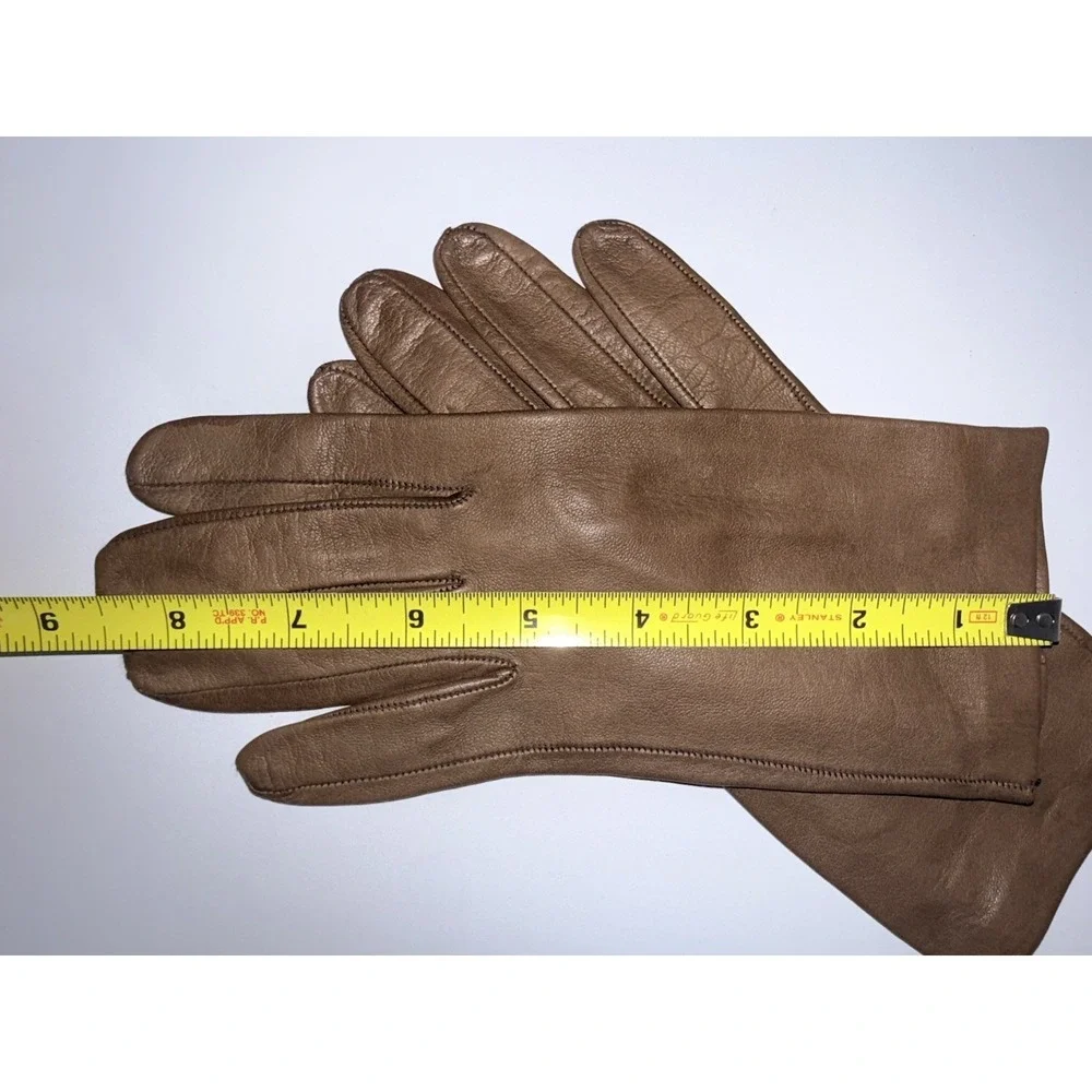 Womens‎ Brown Leather Gloves Size 7.5 Made In Italy 1